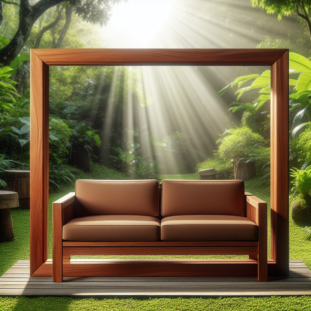 outdoor wooden sofa with weather resistant coating