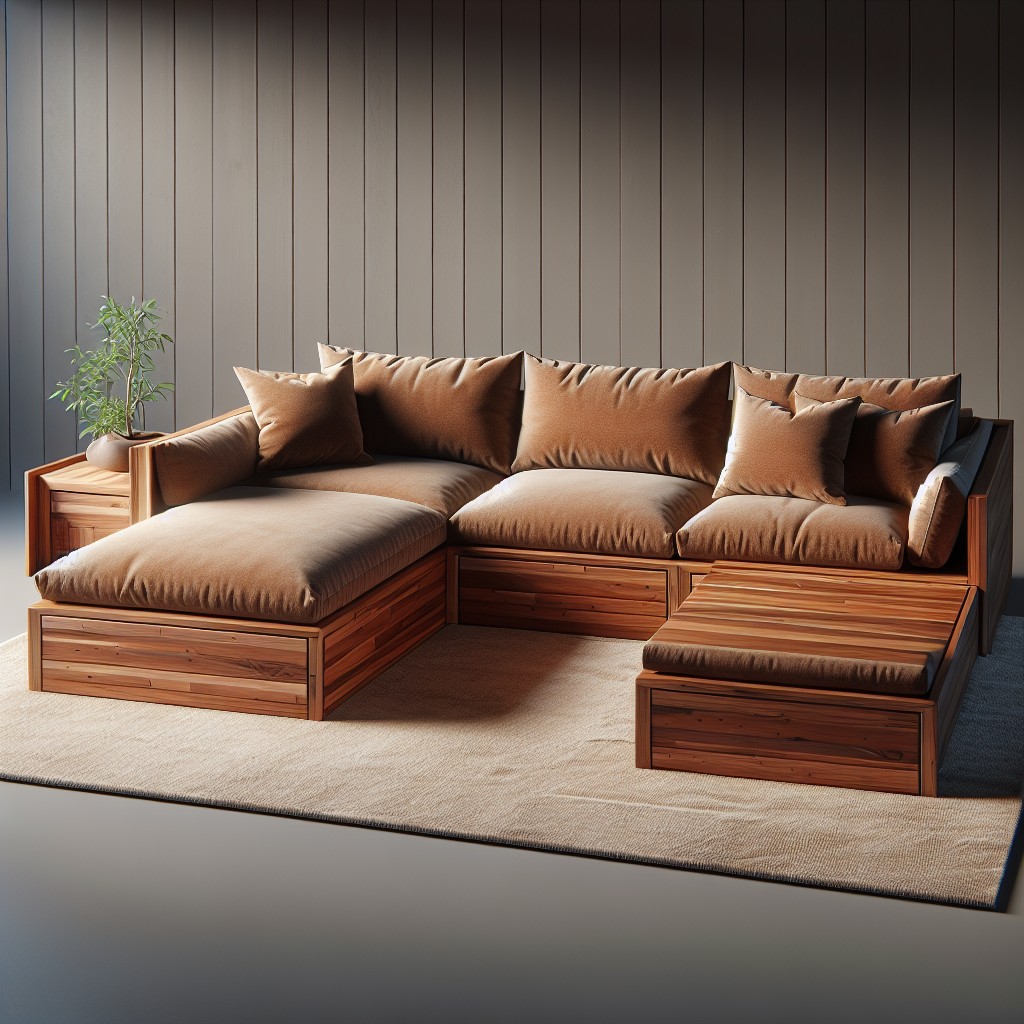 sectional wooden sofa with chaise lounge