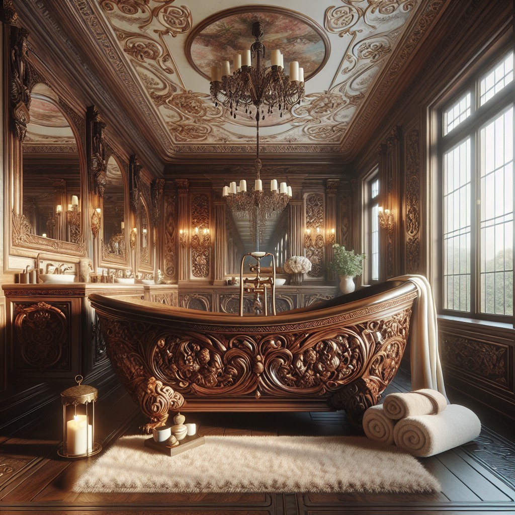carved wooden bath tubs