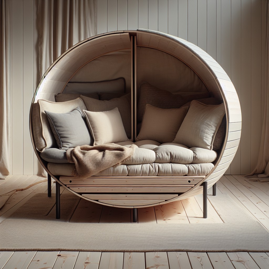 fuse modern and cottage styles with a round couch