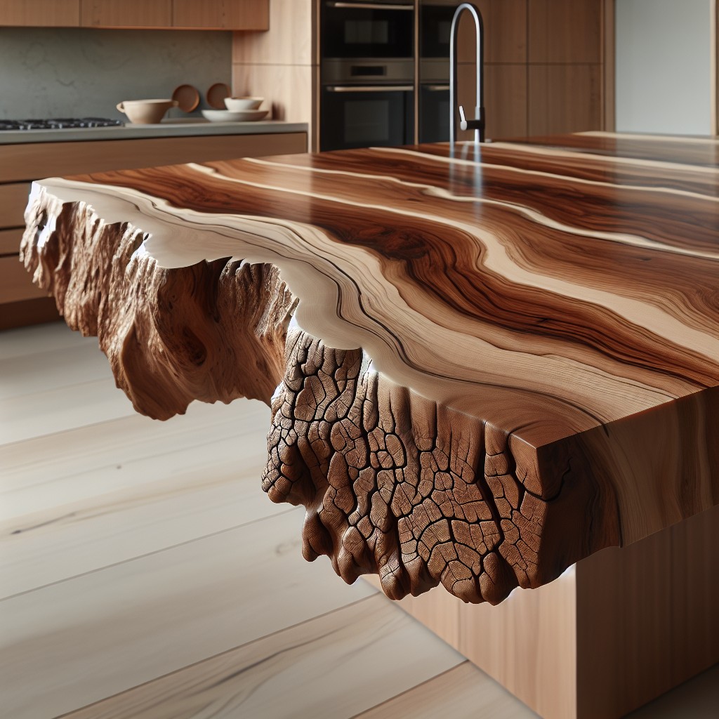 incorporating bark in countertop design