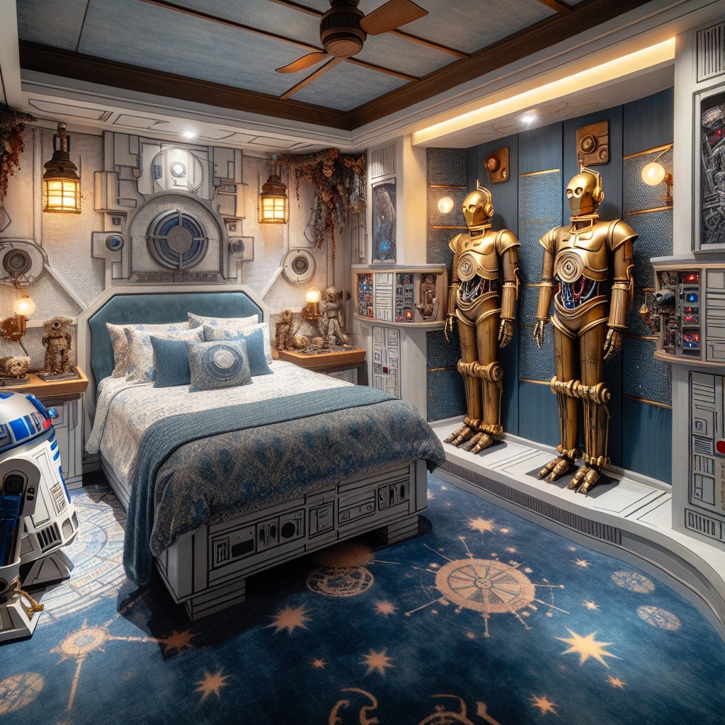 r2 d2 and c 3po complementary schemed bedrooms