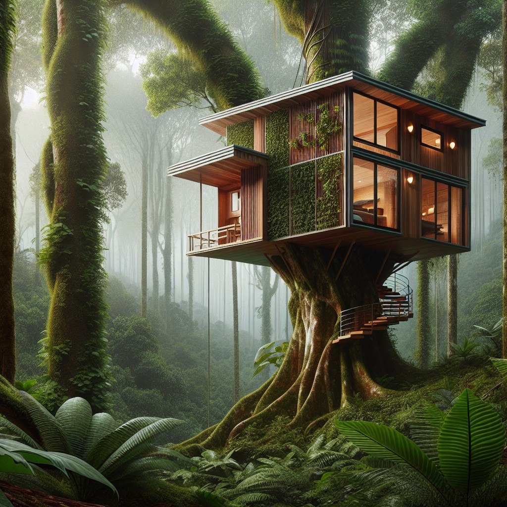 rainforest inspired tiny treehouse