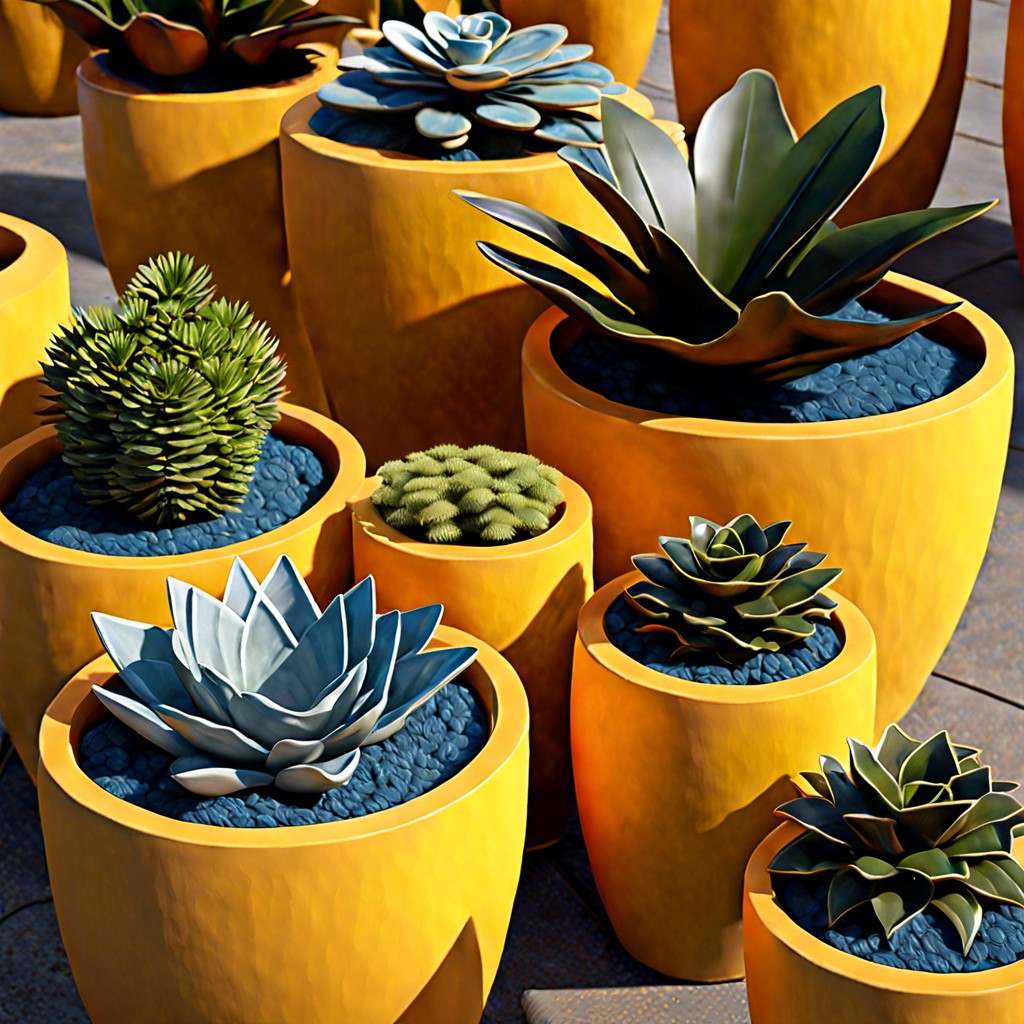 a cluster of small fluted planters in different sizes