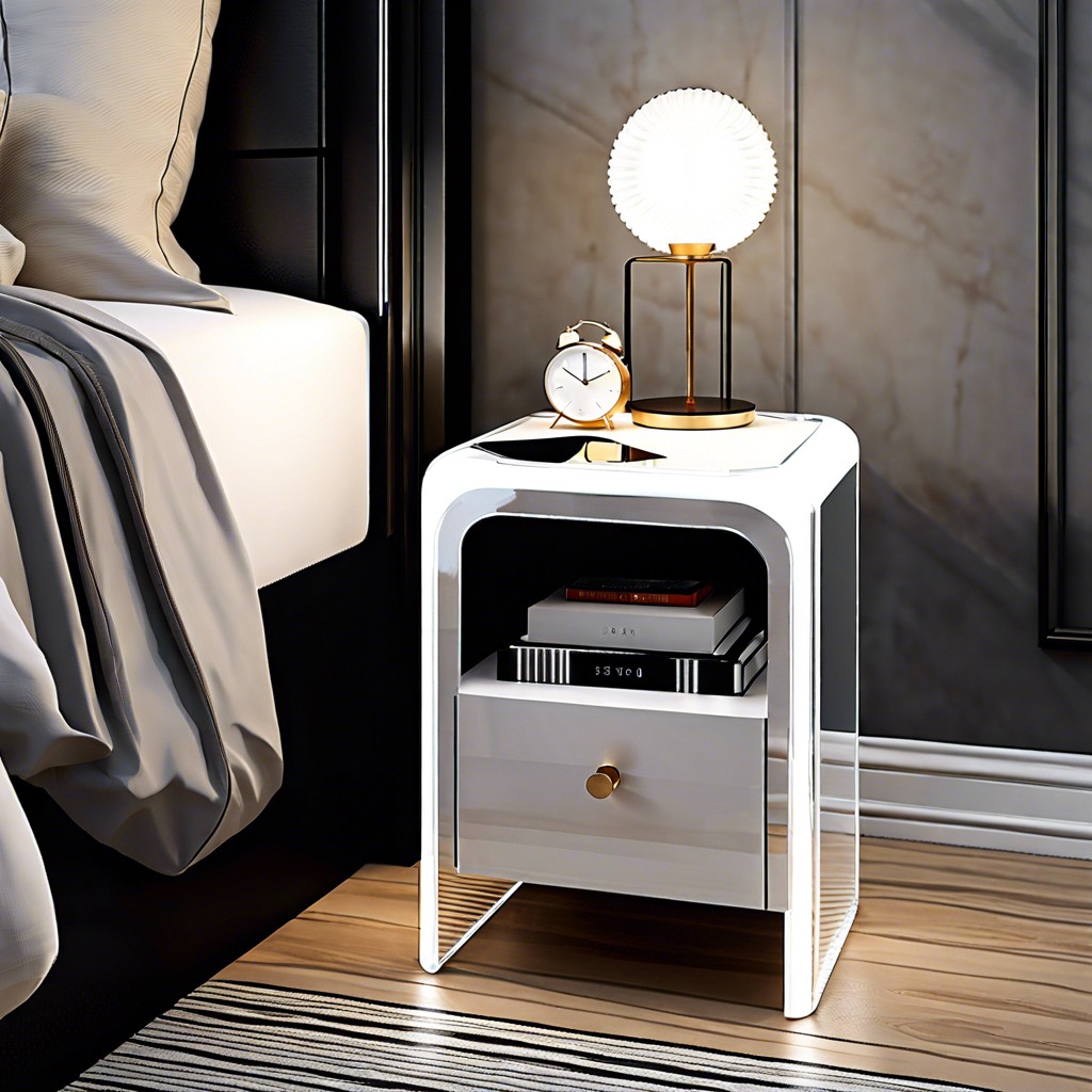 acrylic fluted nightstand for a minimalist interior