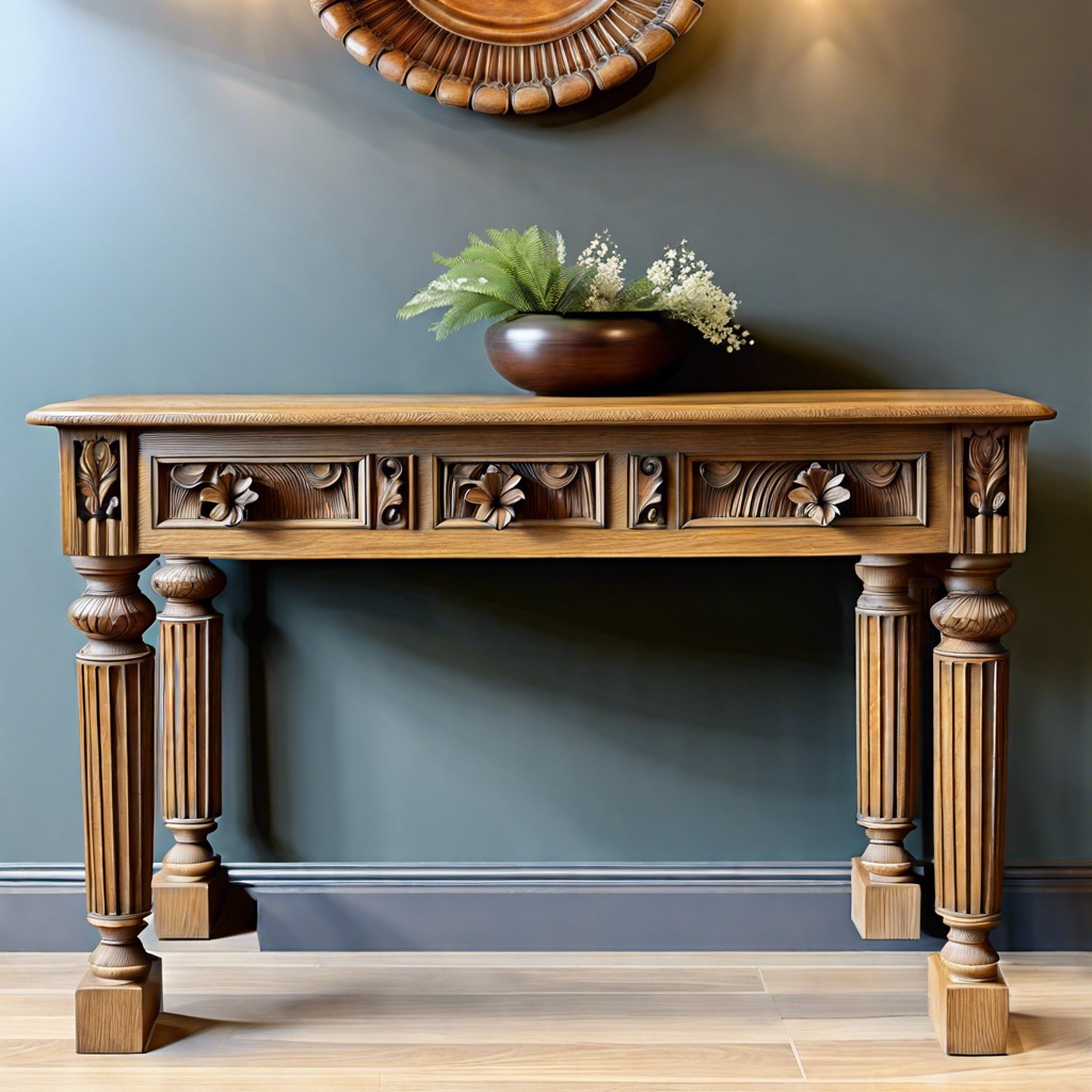antique oak fluted console table