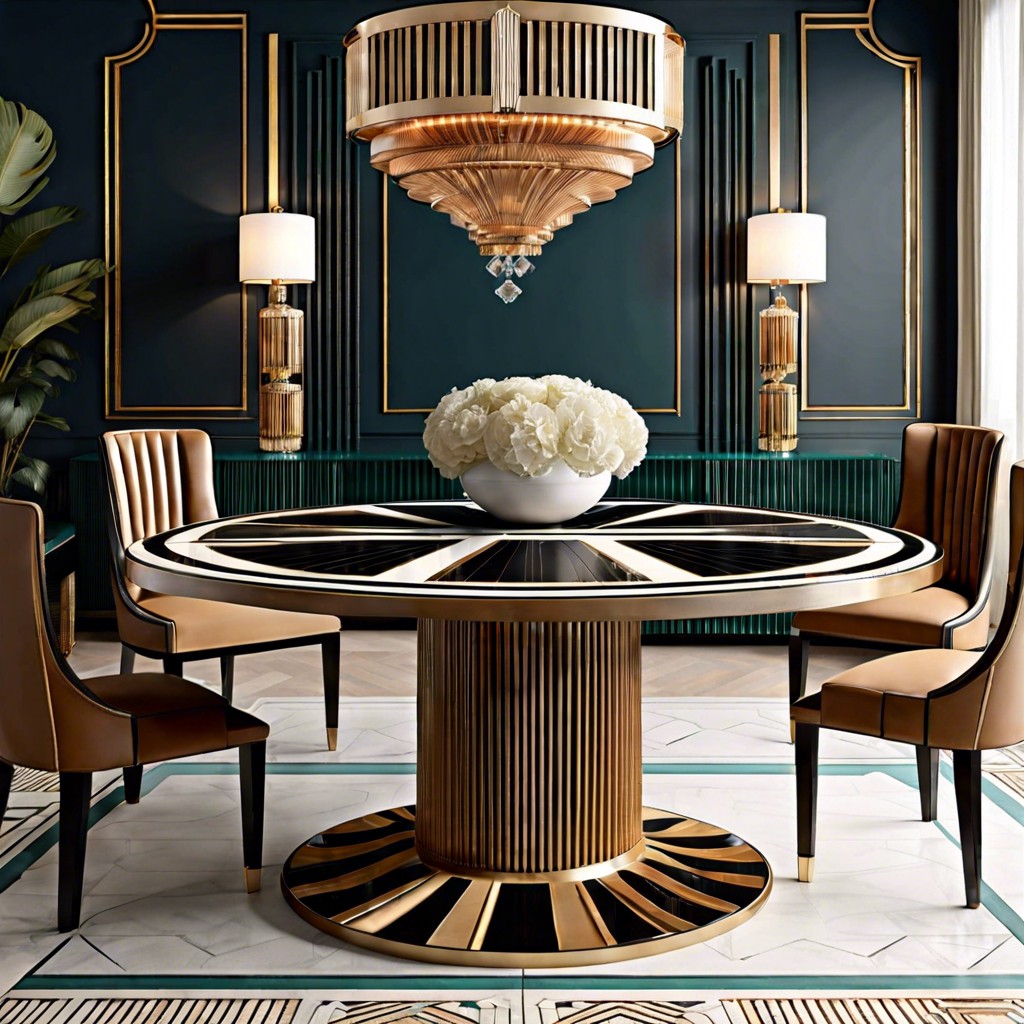 art deco inspired fluted dining table