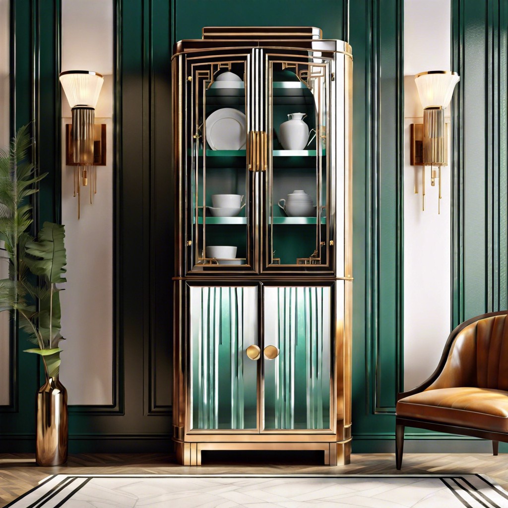 art deco inspired fluted glass wall cabinet