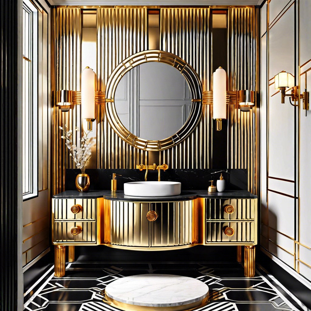 art deco inspired gold fluted vanity