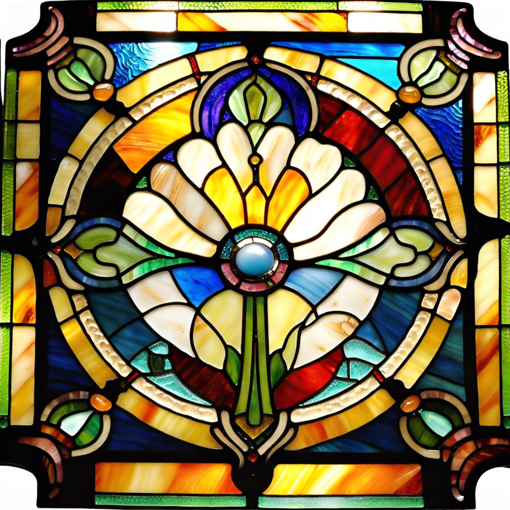 art deco revival stained glass inspired by the 1920s art deco movement