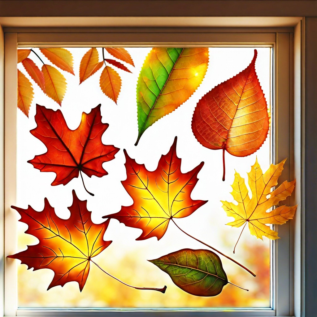 autumn leaves fluted glass window