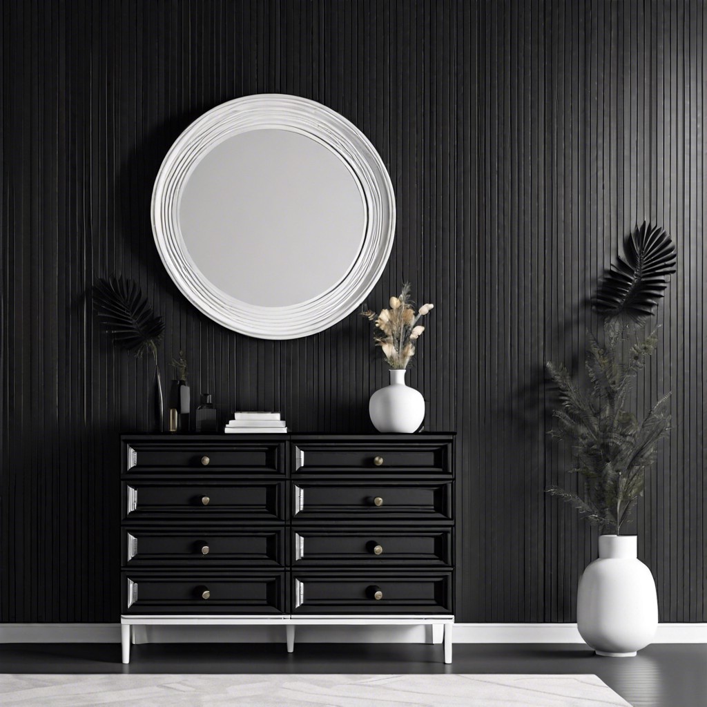 black and white fluted dresser