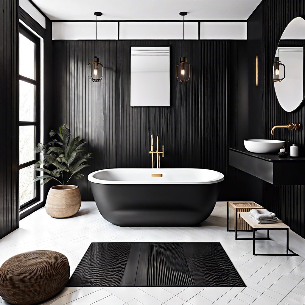 black exterior fluted bathtub for a bold look