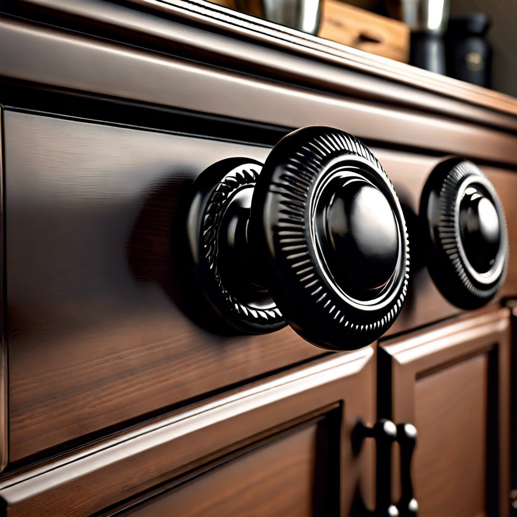 black iron fluted knobs for kitchen cabinets