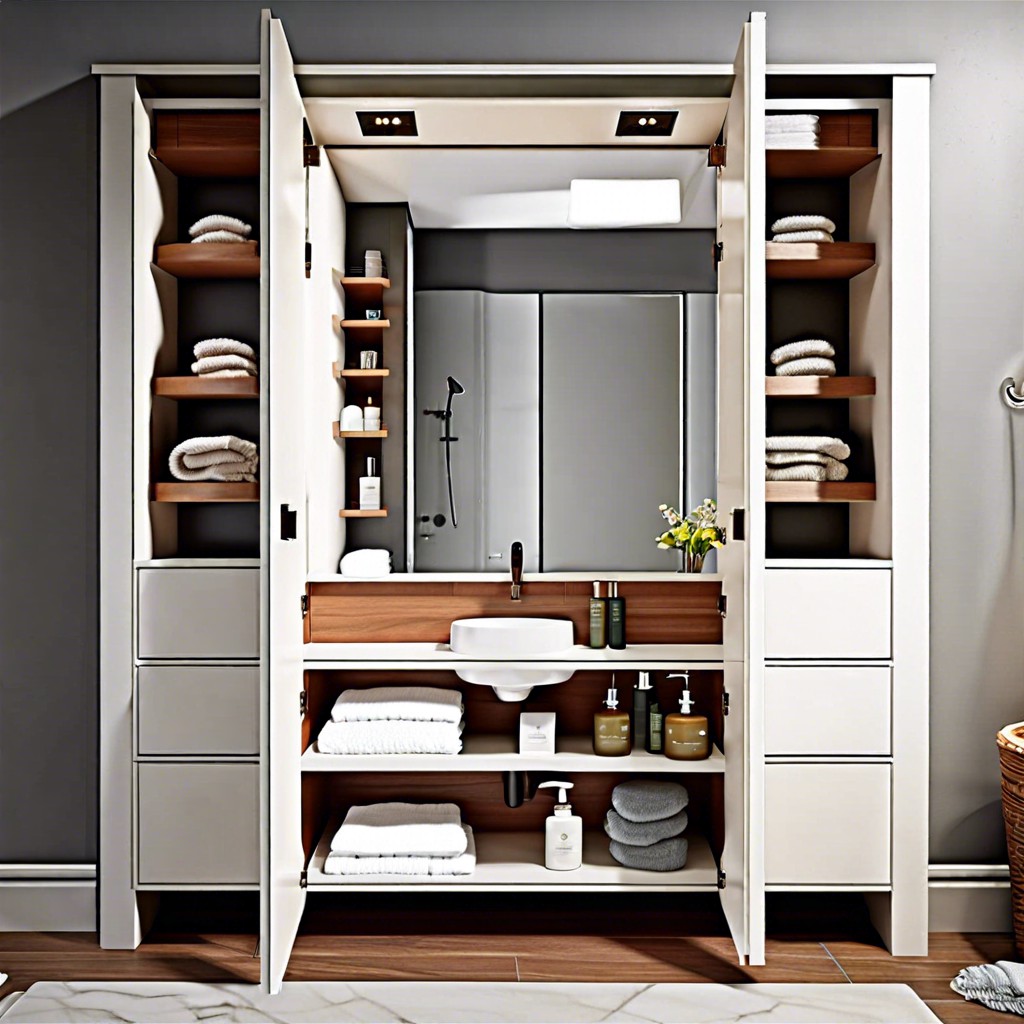 built in cabinet with hidden compartments