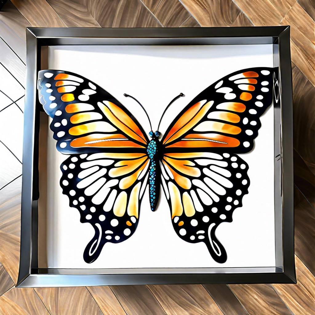 butterfly wing detail metal coffee table