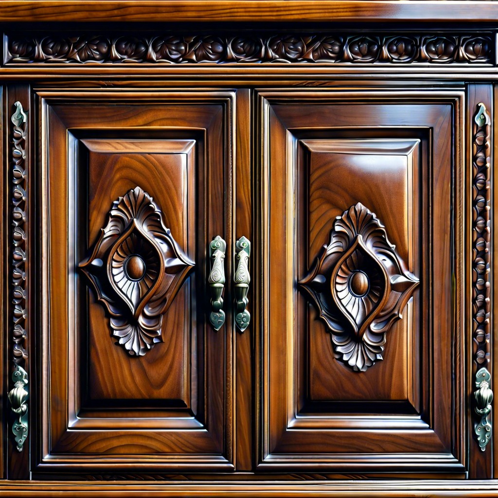carved wooden cabinet door panels