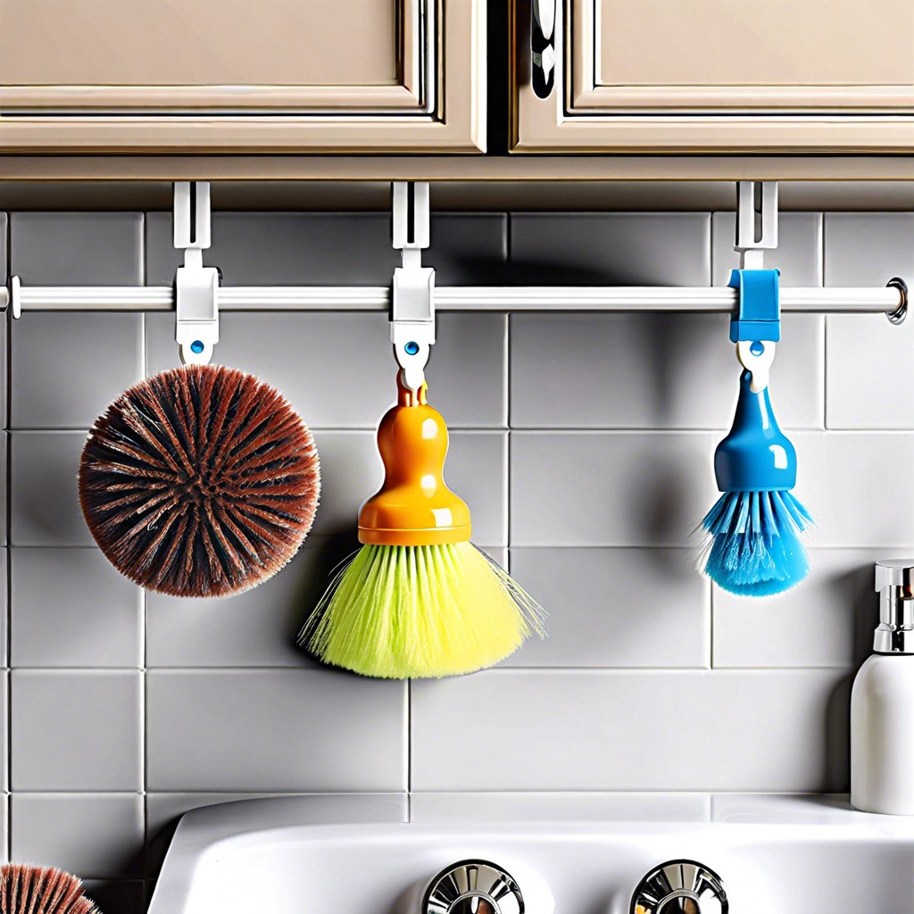 ceiling hooks for hanging scrub brushes to dry