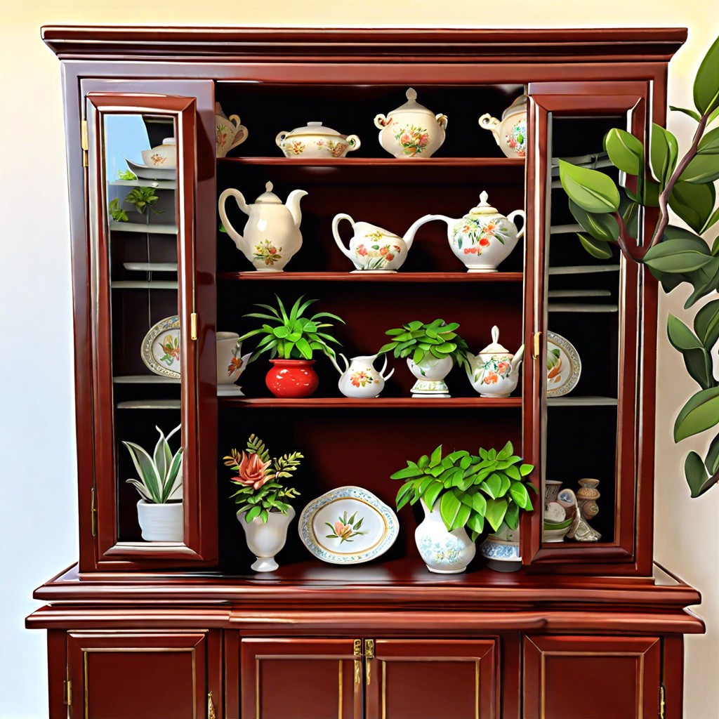 china cabinet garden introduce assorted small potted plants for a fresh touch