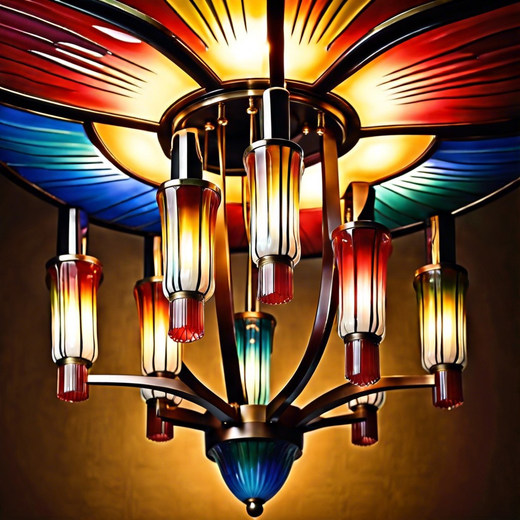 colored fluted glass chandelier