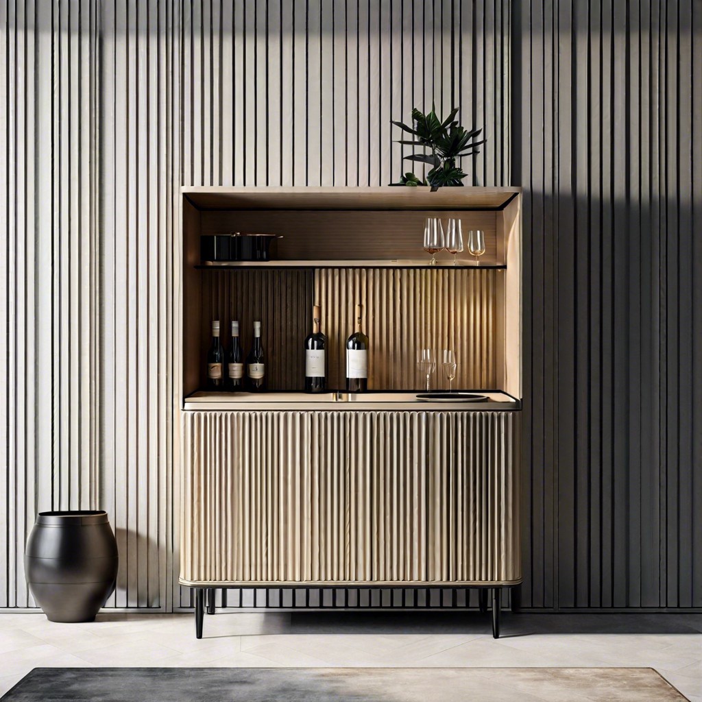 compact fluted bar cabinet for small spaces