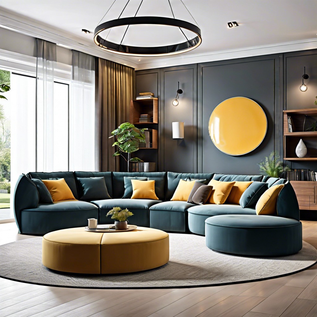 construct a circle couch with modular sections for customizable arrangements