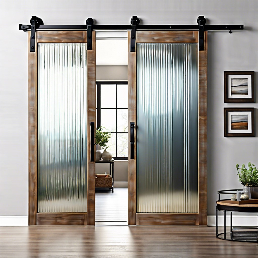 contemporary fluted glass barn door