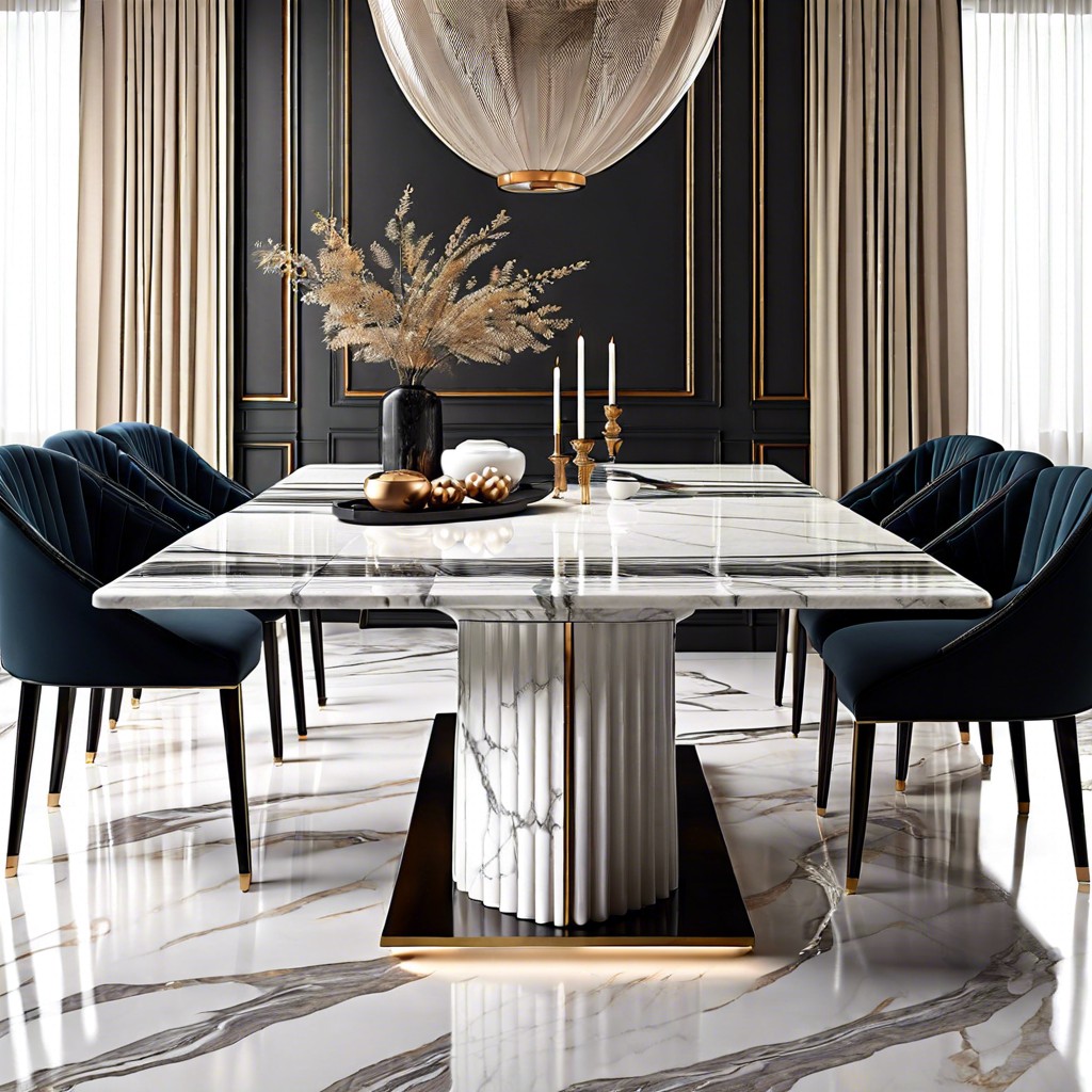 contemporary marble fluted dining table