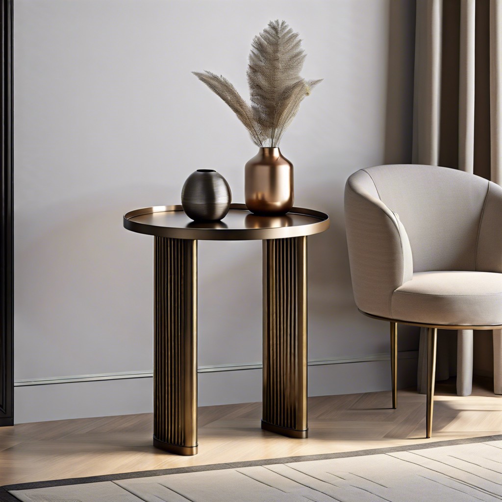 contemporary metal fluted side table