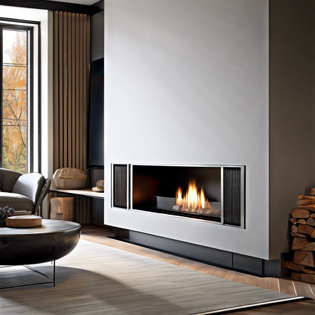 contemporary steel fluted fireplace