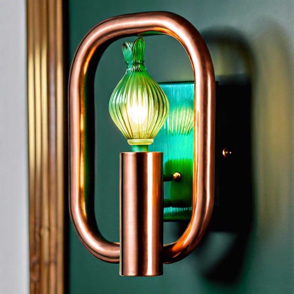 copper fluted sconce with patina