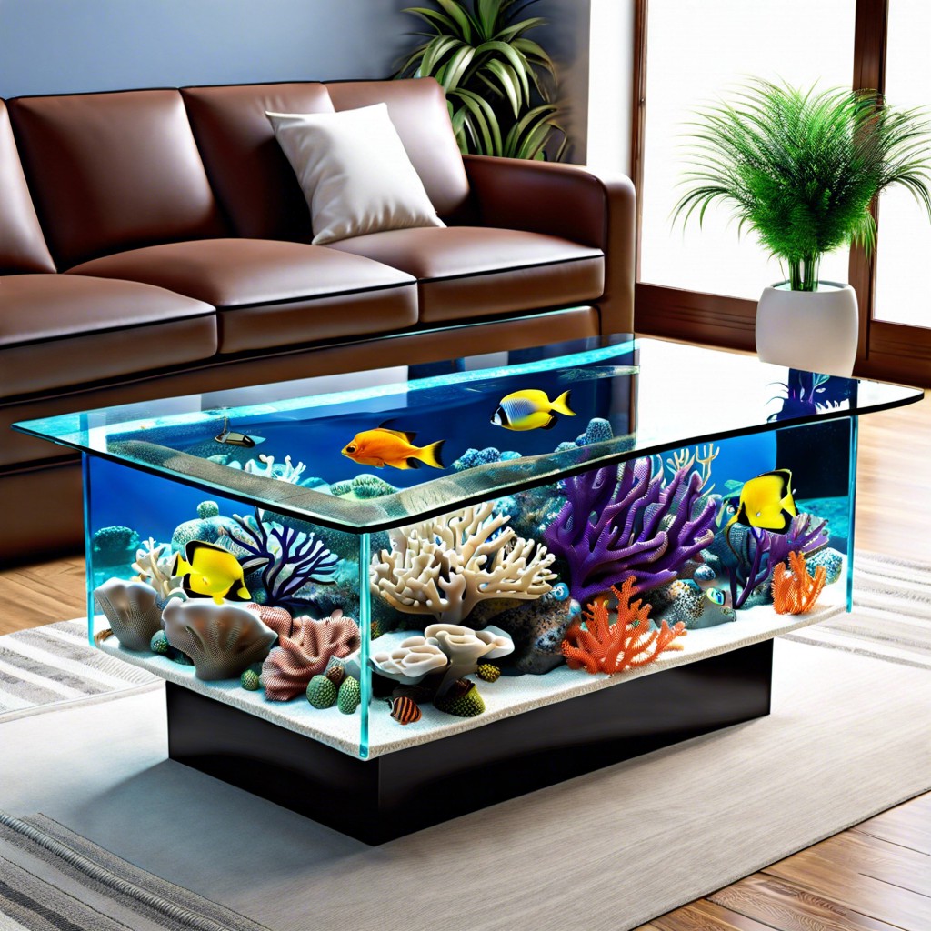coral reef glass coffee table