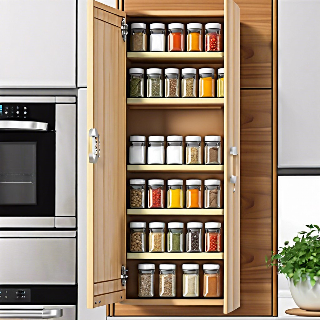 create a spice rack inside cabinet doors