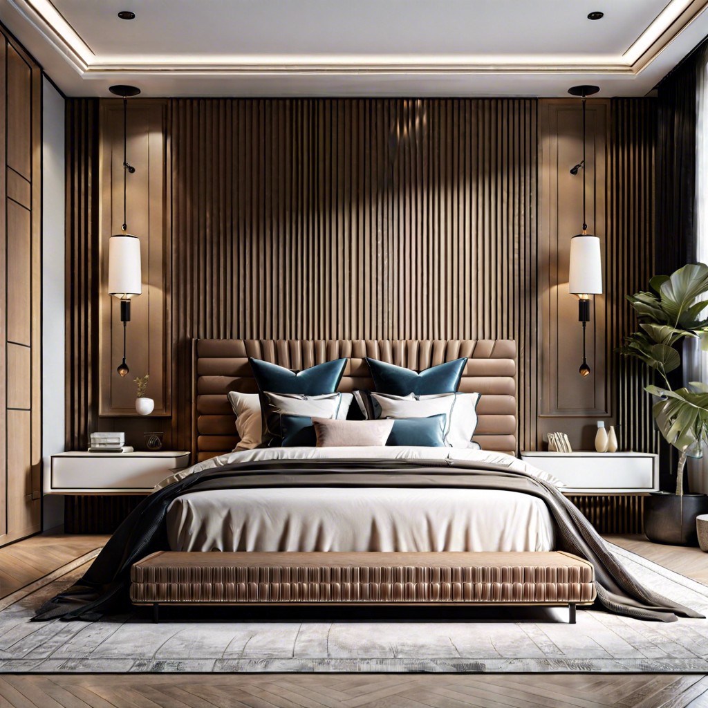 creative use of fluted panels as a headboard