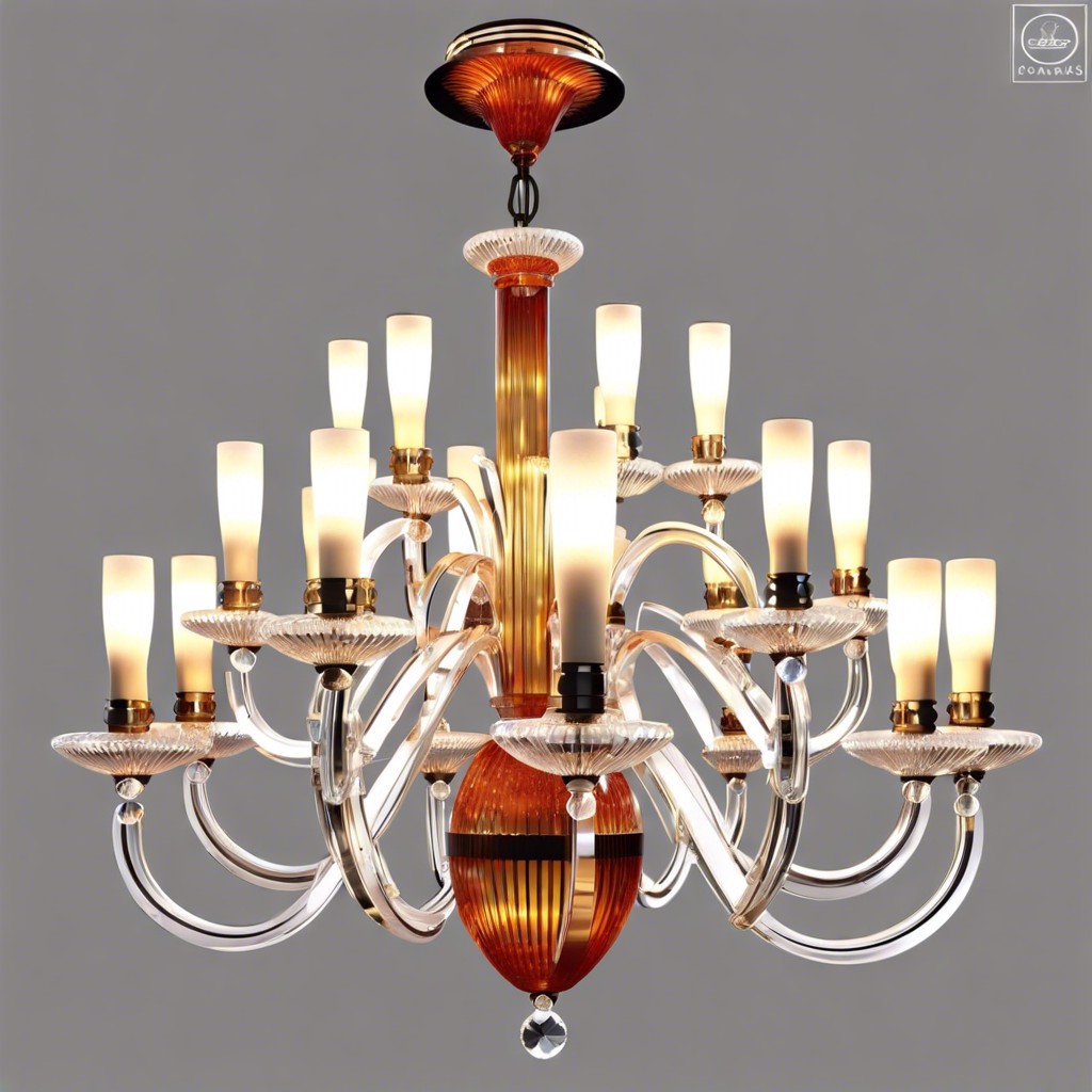 crystal and fluted glass multi tier chandelier