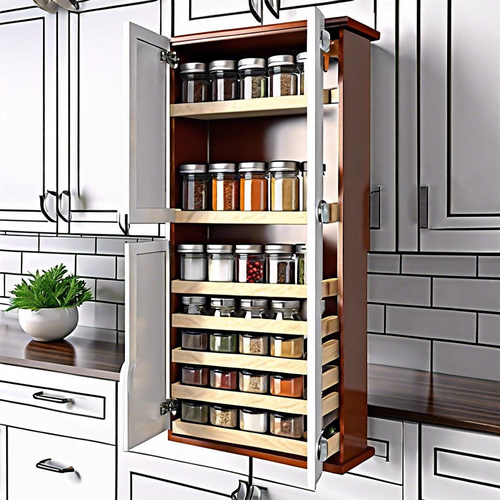 custom filler spice rack with clear front panel