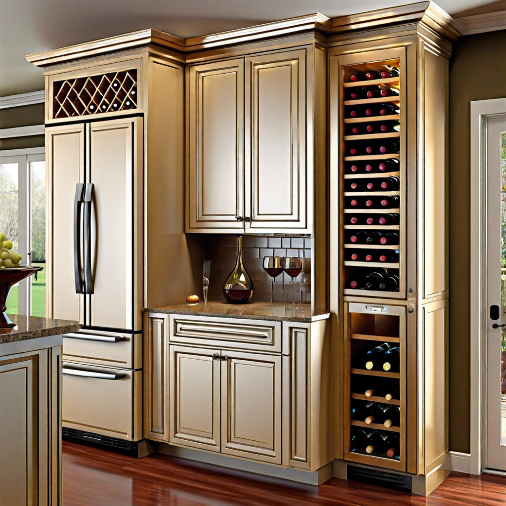custom wine rack above refrigerator