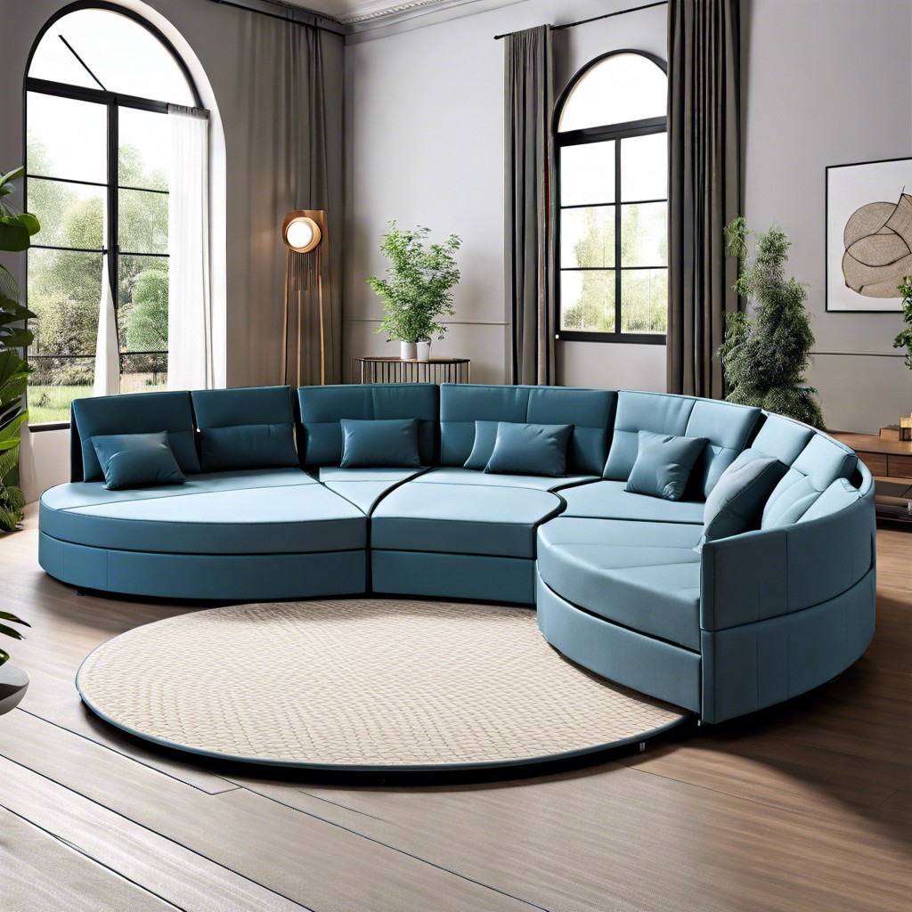 design a circle couch that transforms into sleepable sections