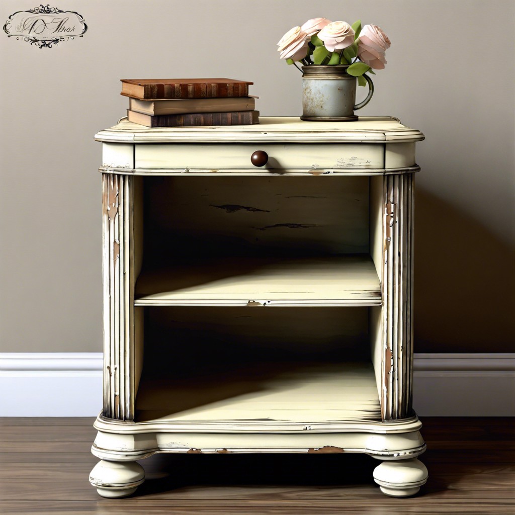 distressed paint fluted nightstand for a shabby chic look