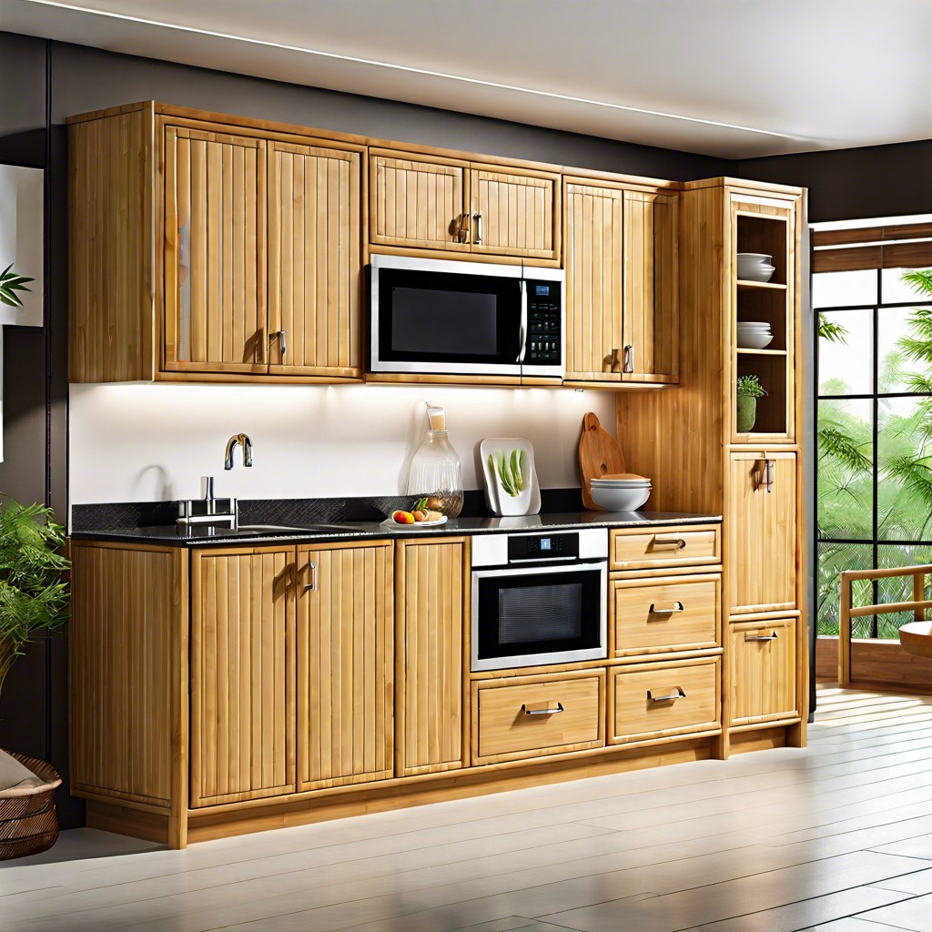 eco friendly bamboo microwave cabinet