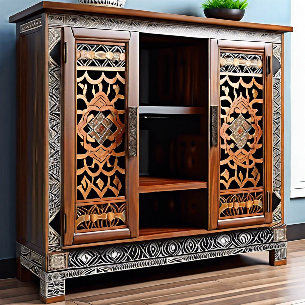 ethnic craft inspired cabinet