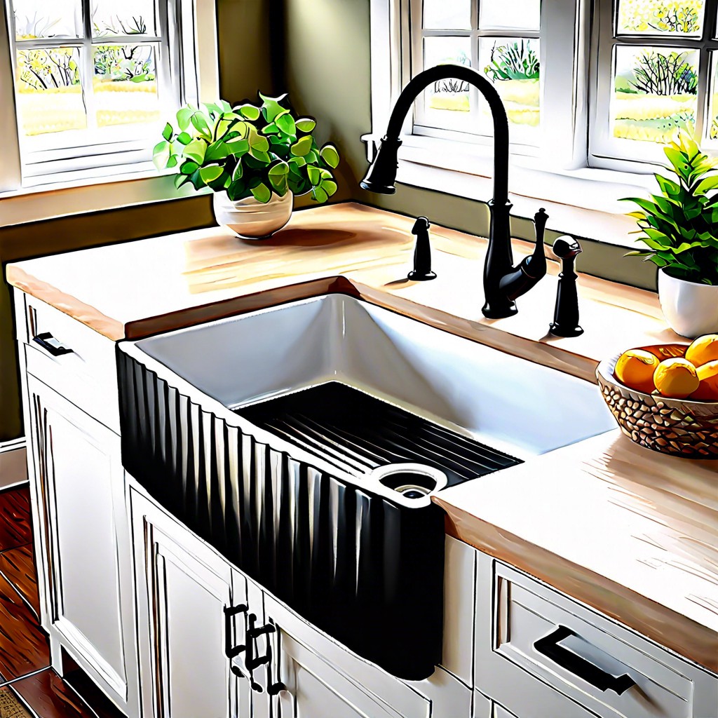 farmhouse sink with alternating fluted design
