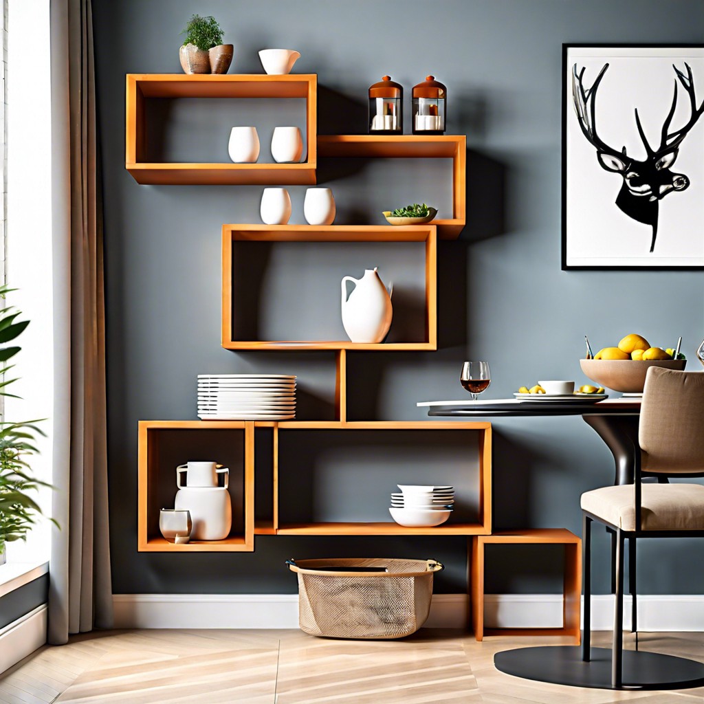 feature a modular stacking shelf system