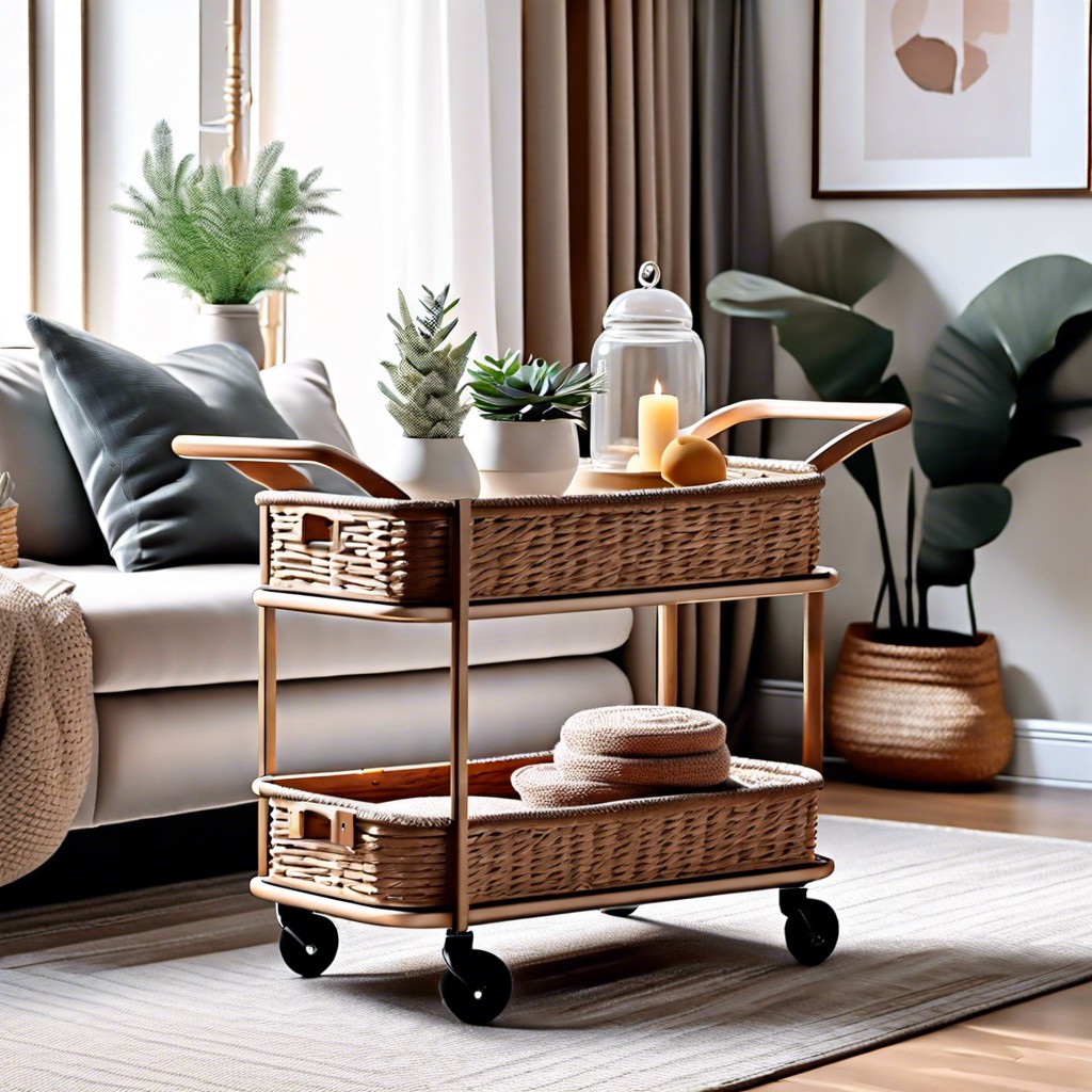 fit a rolling cart into the decor for mobile organization