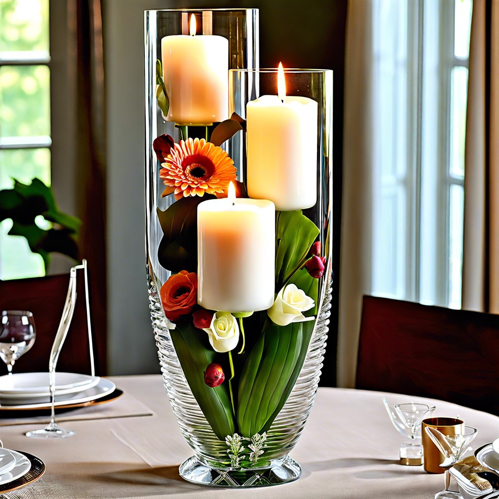 floating candle in fluted vase arrangement