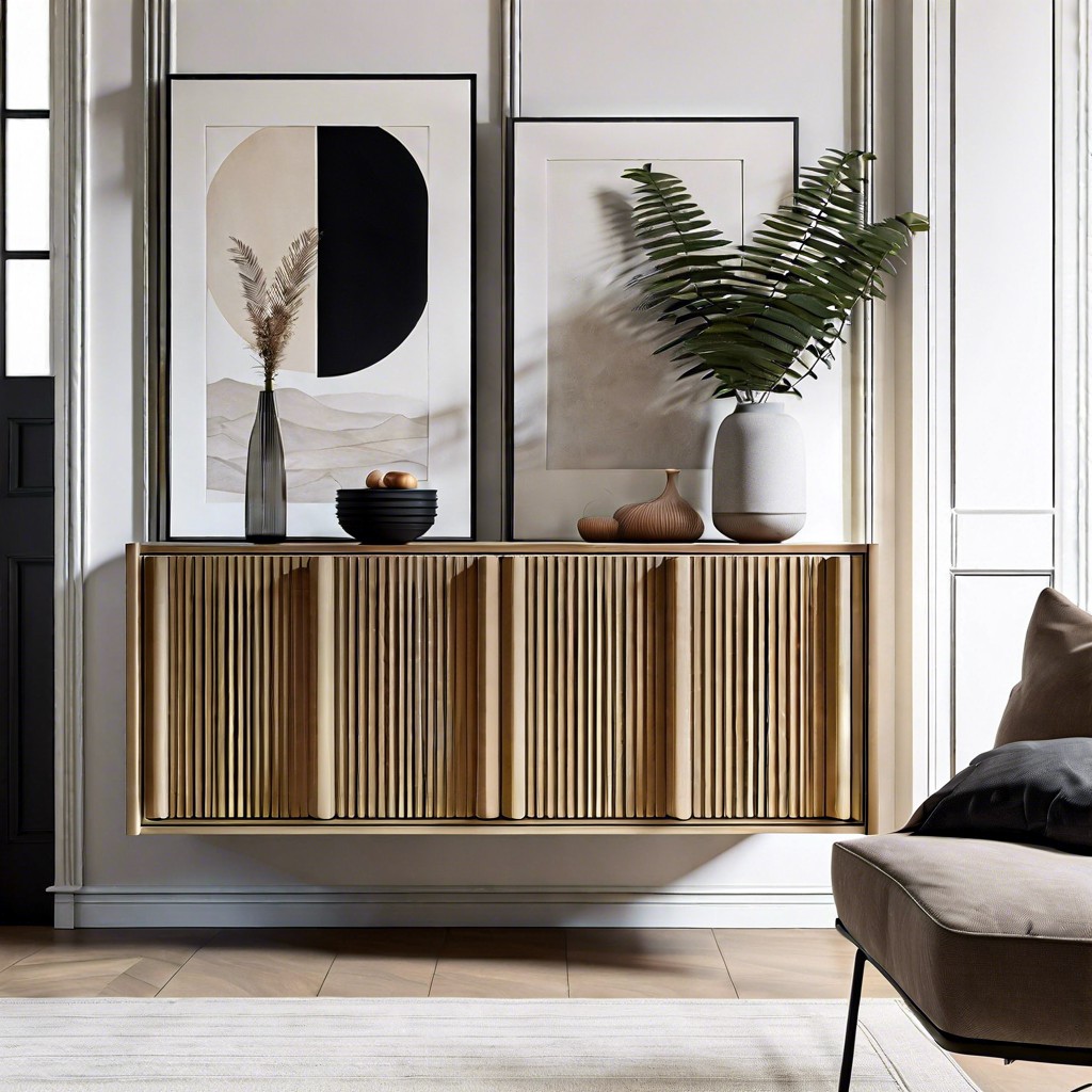 floating fluted sideboard for small spaces