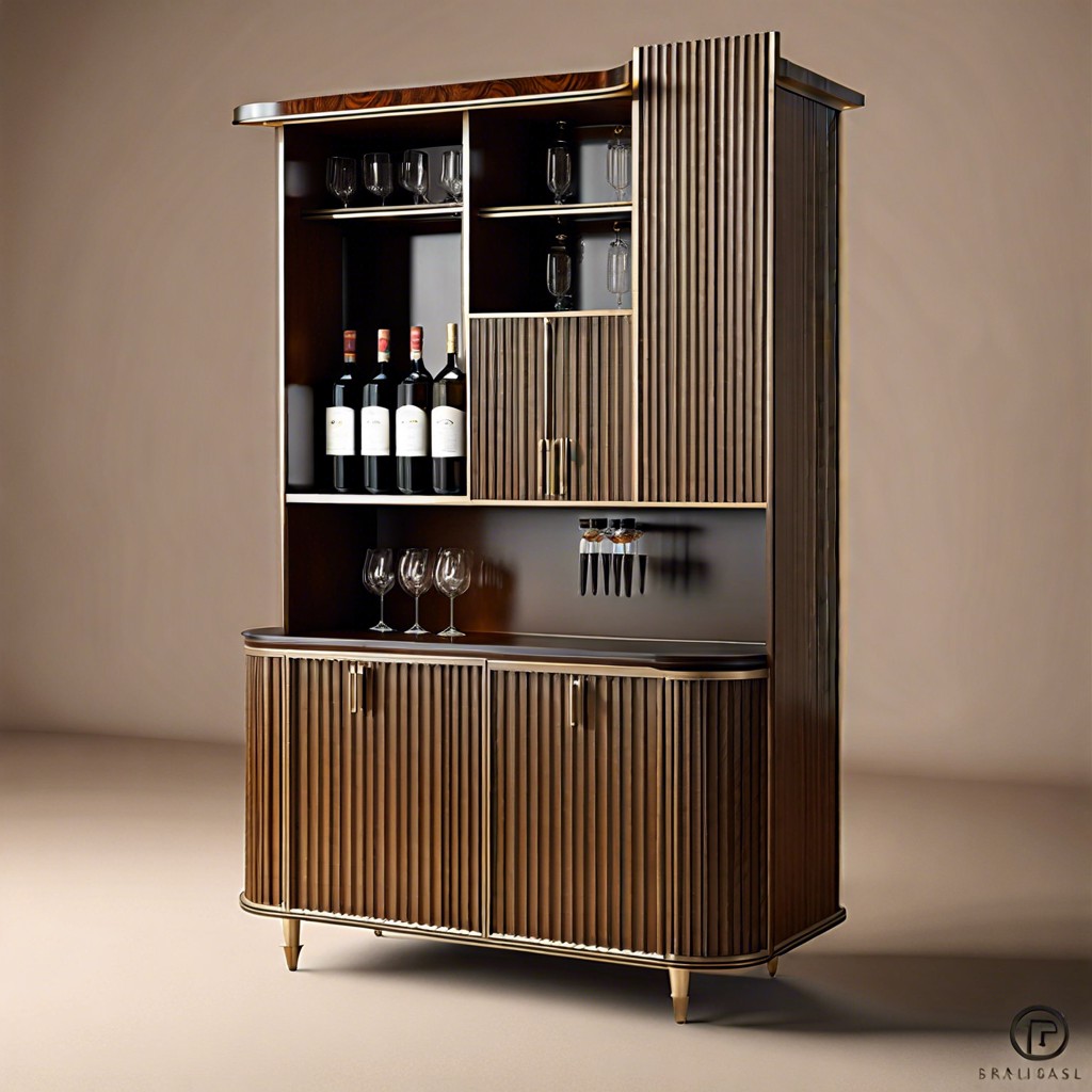 fluted bar cabinet with display shelf