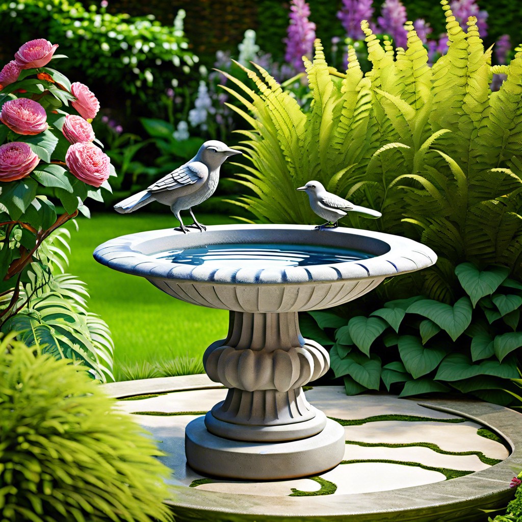 fluted concrete bird baths for gardens