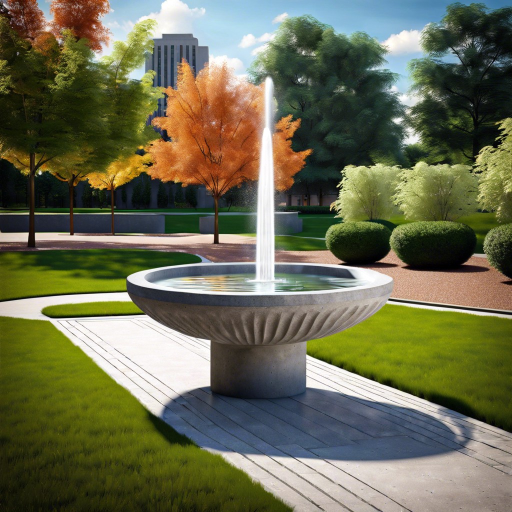 fluted concrete fountains in public spaces