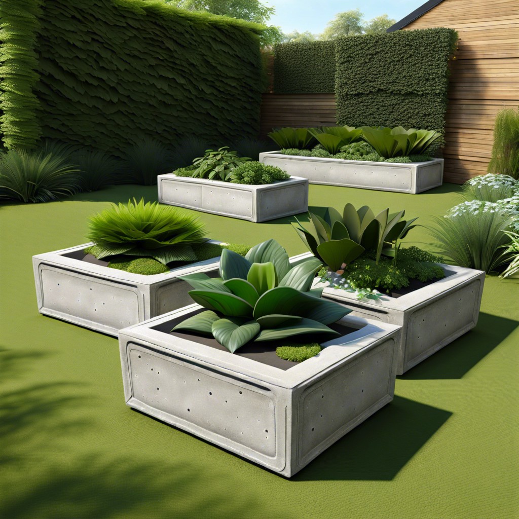 fluted concrete planters for gardens